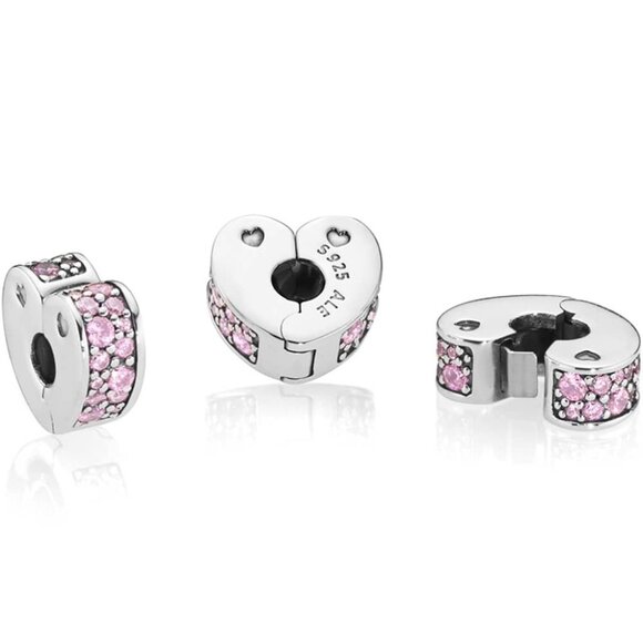 Pandora Pink Pave Heart Clip ONLY 5 in Stock - Picture 2 of 2